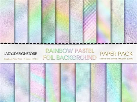 Iridescence Rainbow Pastel Foil Texture Iridescent Digital Paper
