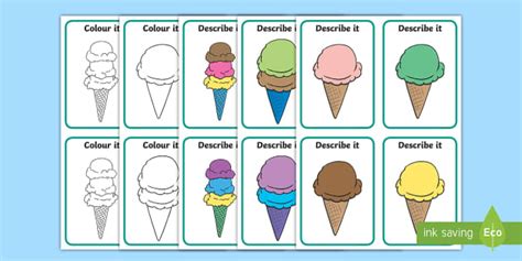Describe It Colour It Ice Cream Game Teacher Made Twinkl
