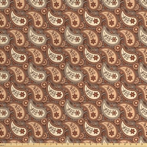 Brown Paisley Fabric By The Yard Autumn Leaves Inspired Oriental