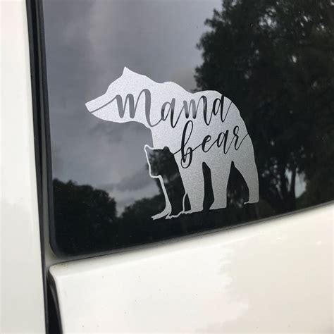 Mama Bear Etched Glass Vinyl Decal Sticker In Silver Etch W Etsy