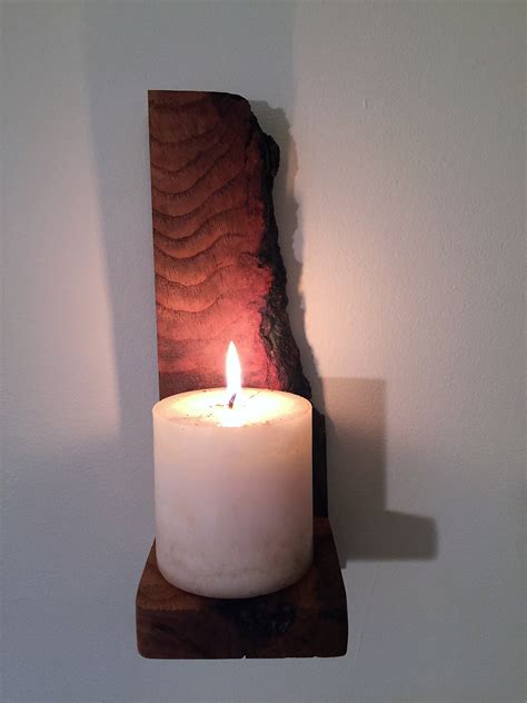 Wooden Wall Mount Candle Holder Wall Sconce Rustic Candle Etsy