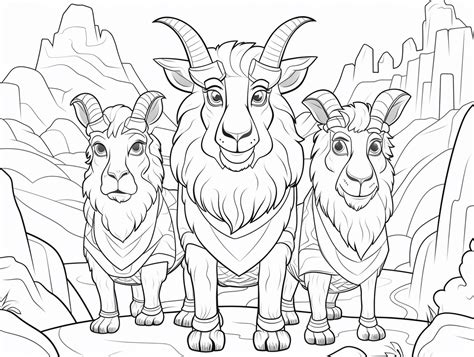 Adult Coloring Featuring Billy Goats Gruff Coloring Page