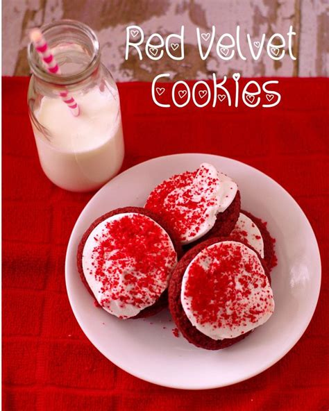 Red Velvet Cookies With Cream Cheese Frosting Recipe Yummy Food Dessert Red Velvet Cookies