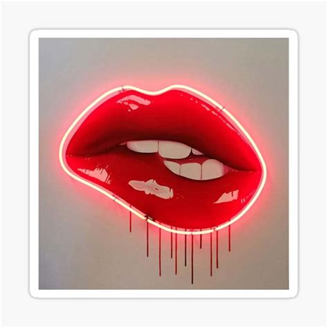 neon lip biting tapestry sticker for sale by livpaigedesigns redbubble