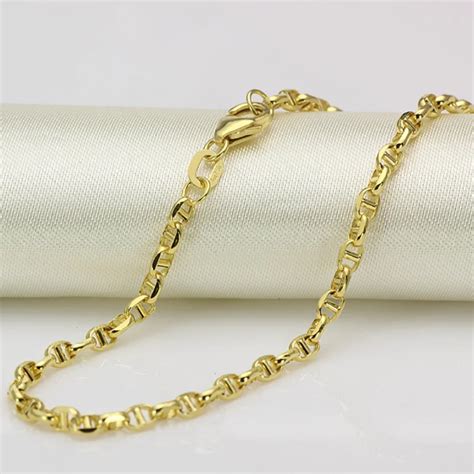 New Au750 Pure 18k Yellow Gold Chain Women Men Stud Link Necklace