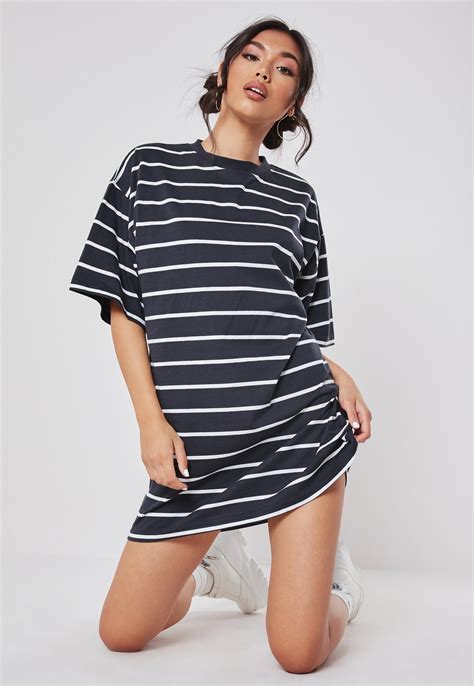 Navy Oversized Stripe T Shirt Dress Missguided Striped T Shirt
