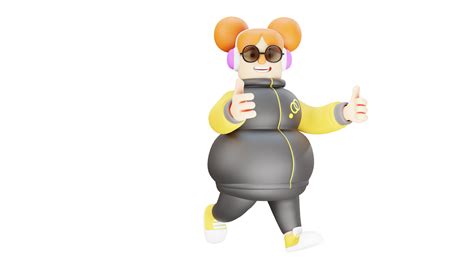 3d Illustration Happy Girl 3d Cartoon Character Girl In A Pose