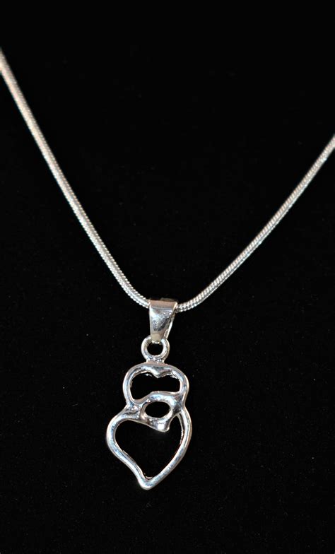 Necklace Sterling Silver Double Heart Necklace Etsy New Zealand