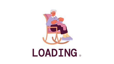 Grandma Knitting Loader Animation Animated Gray Hair Grandmother In Rocking Chair Flash
