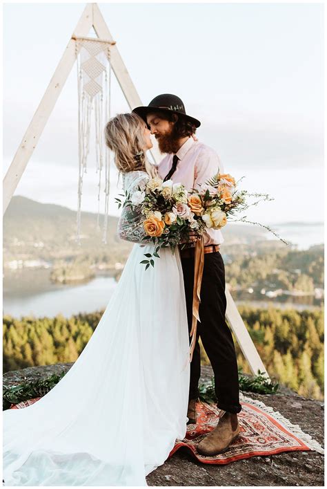 Boho Canadian Cliff Side Elopement In British Columbia