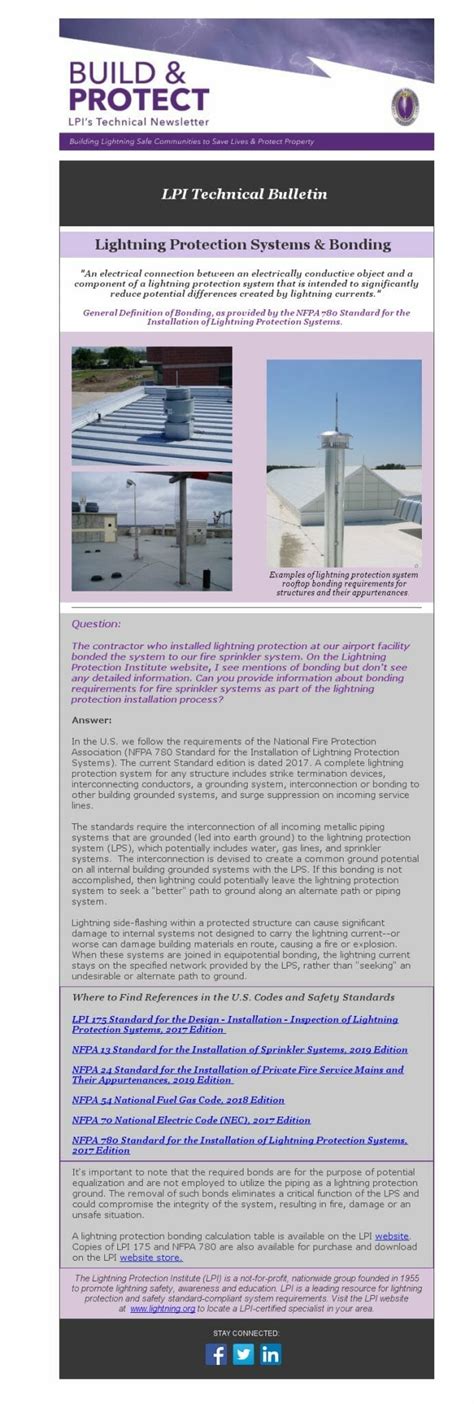 Lpi Technical Bulletin Lightning Protection Systems And Bonding