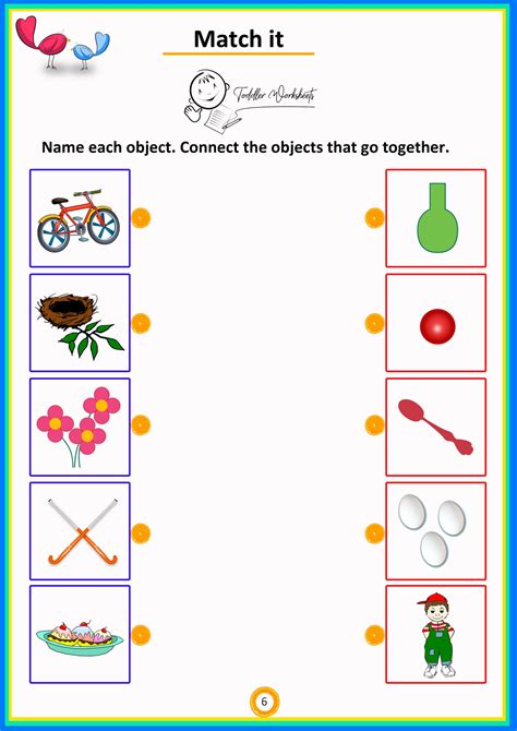Matching Worksheets For Preschoolers Toddlers Matching Work Sheet