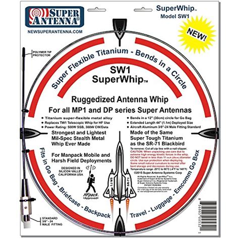 Super Antenna Mp1dxr Hf Portable Superwhip All Band Mp1 Antenna With Clamp Mount And Go Bag Ham