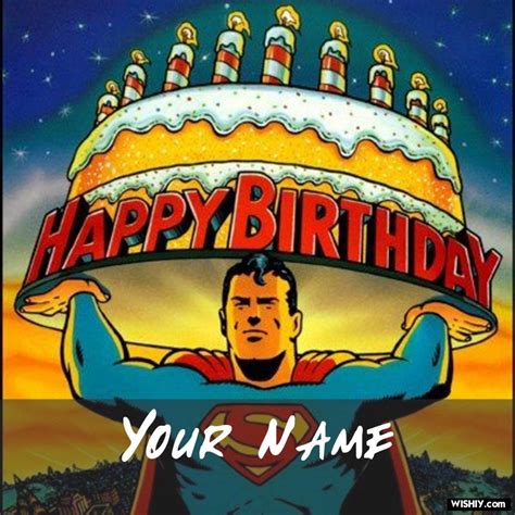 Superman Carrying Cake For Birthday Superhero Birthday Cards