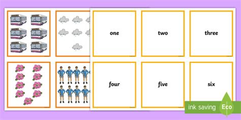 Number Word And Picture Zero To Ten Matching Cards Number Word And