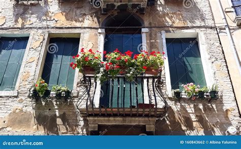 Traditional Italian Balcony Venice Italy Stock Photo Image Of
