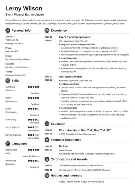 Need two or more pages to highlight your qualifications? event planner resume template crisp in 2020 | Event planner resume, Job resume examples, Event ...