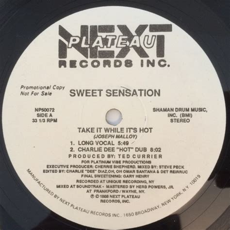 Sweet Sensation Take It While Its Hot Vinyl 12 33 ⅓ Rpm Promo