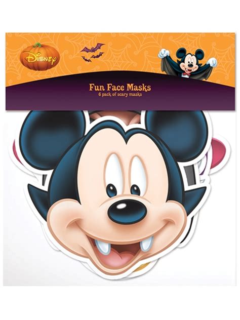 Disney Halloween Party Masks 6 Pack Mickey Vampire Minnie Witch