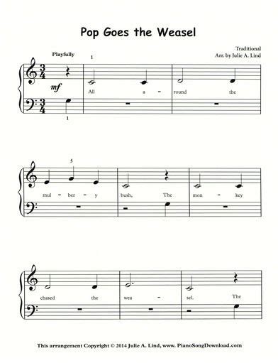Free sheet music for piano. Pop Goes The Weasel | Sheet music, Easy sheet music, Piano ...