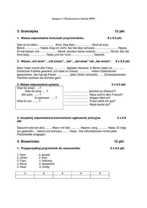 Familien In Deutschland Sprawdzian Klasa 7 - Siema, mógłby mi ktoś rozwiązać ten test (oczywiście bez słuchania