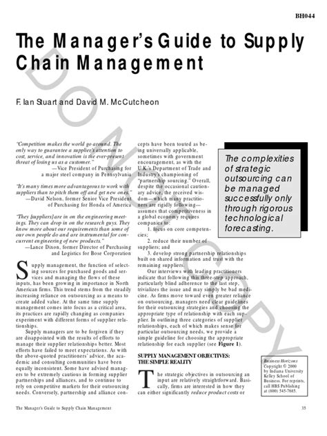 The Managers Guide To Supply Chain Management Do Not Pdf Supply