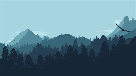 Minimalist Nature Forest Mountains Digital Art 4k 36 Wallpaper