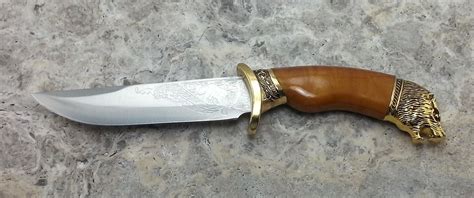 11 Bear Head Golden Dagger Fixed Blade Collectors Knife W Decorative