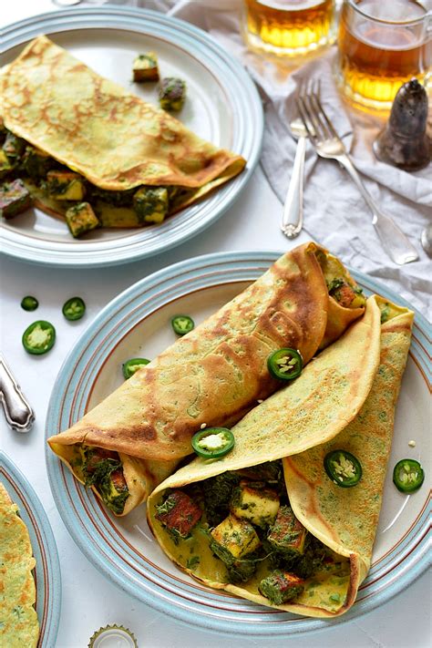 Savory Pancakes With Spinach And Paneer Filling