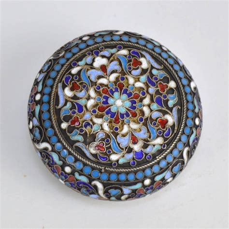 Imperial Russian Cloisonné Enamel And Gilt Silver Box Moscow 19th