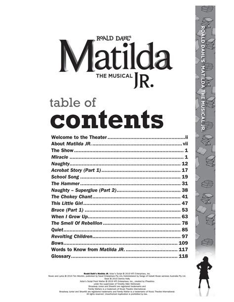 Roald Dahl S Matilda Jr Actor S Script Vebuka Com