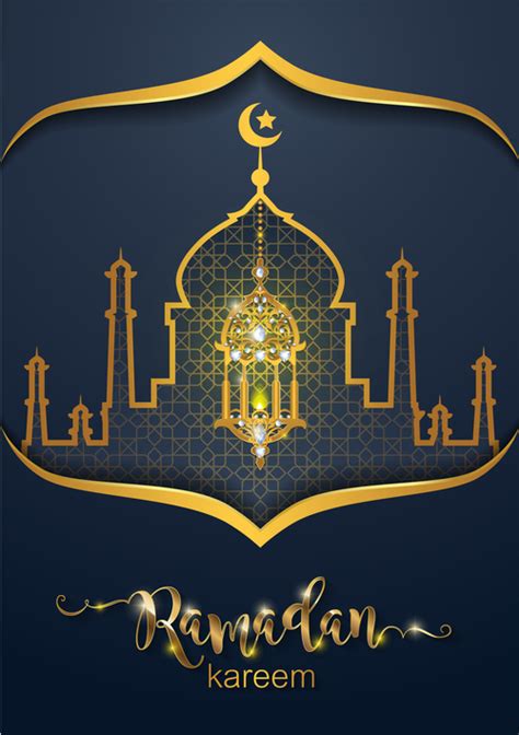 Ramadan Kareem Dark Green Background Vector 02 Free Download