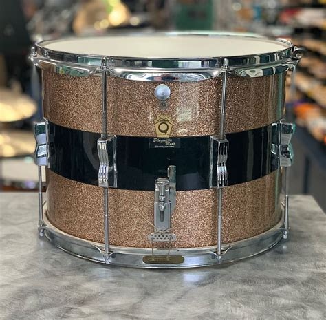 Ludwig 10x14 Marching Drum 1966 Champagne Sparkle Black Band Reverb