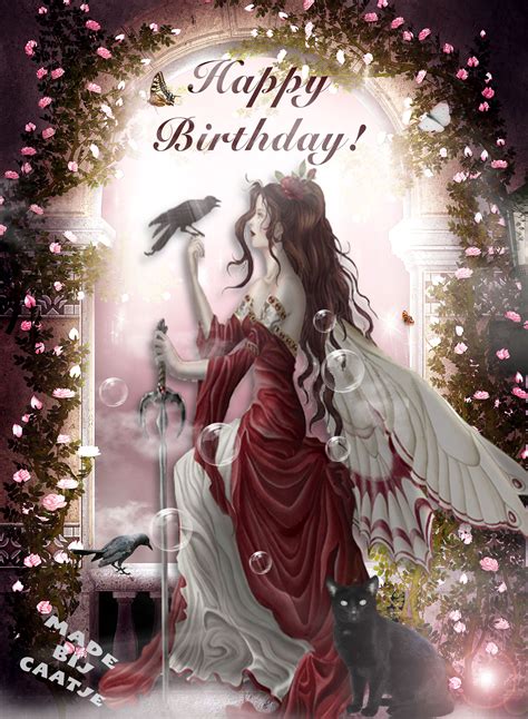 Happy Birthday Fairy With Cat And Crows Happy Birthday Gothic Happy