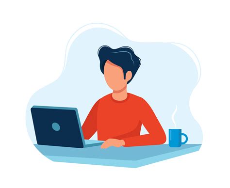 Man Working With Computer Bright Colorful Vector Illustration 518208
