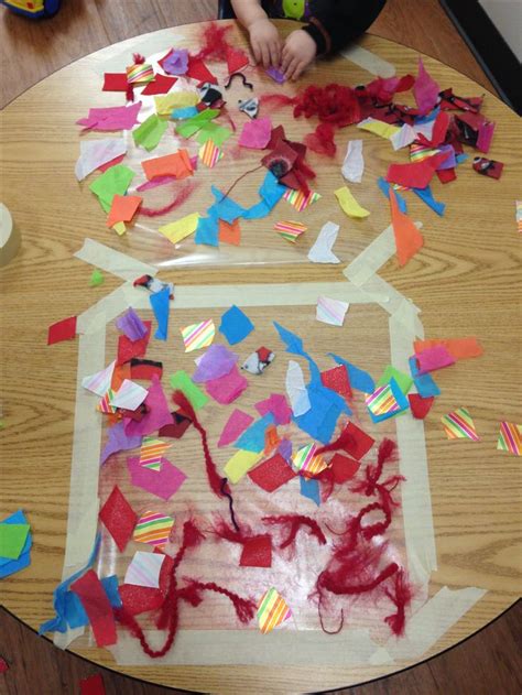 Art Activity For Toddlers Contact Paper And Scraps Of Different