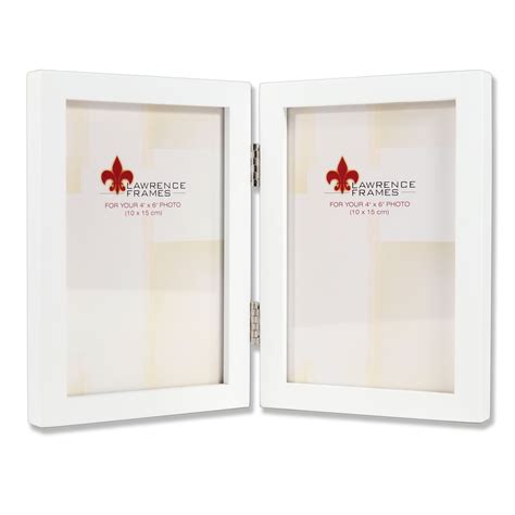 4x6 Hinged Double White Wood Picture Frame Gallery Collection