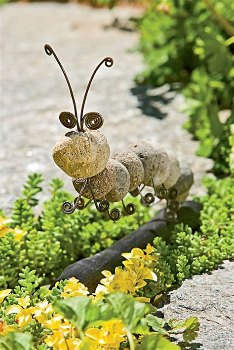 Stone Caterpillar | Garden art, Garden crafts, Garden whimsy