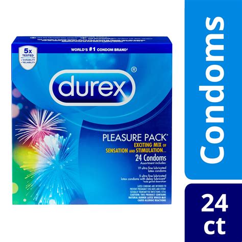 Durex Ultra Fine Lubricated Latex Condoms Pleasure Pack 24 Count