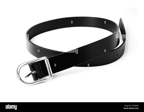 Simple Black Leather Belt On A White Background Stock Photo Alamy