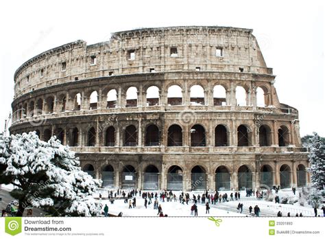 Coliseum With Snow Rome Editorial Stock Photo Image Of