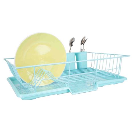 Home Basics 3 Piece Rust Resistant Vinyl Dish Drainer With Self