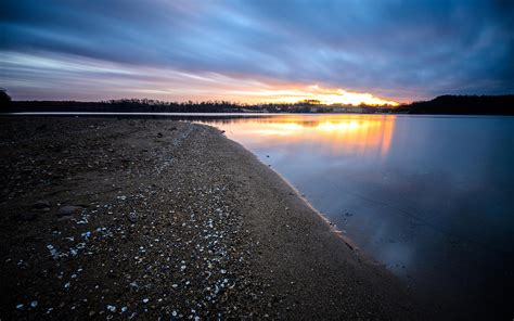 Hd Shore Lake Sunset Beaches Free Desktop Background