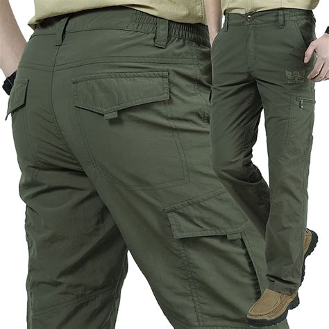 Mens Hiking Cargo Pants Hiking Pants Trousers Tactical Pants 6 Pockets Military Solid Color