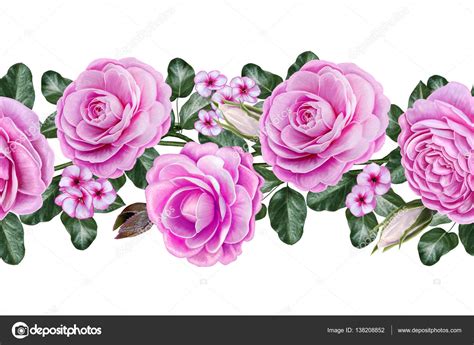 Horizontal Seamless Border Floral Background Garlands Of Flowers