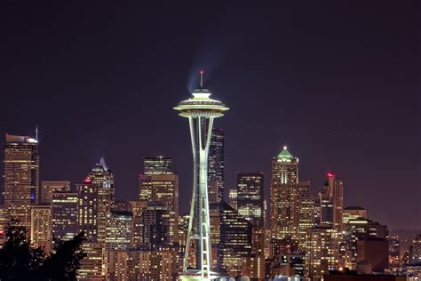 Space Needle Observation Tower Seattle Washington Urban Splatter