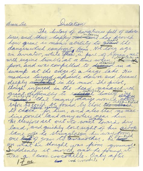 Lot Detail - Bruce Lee Personally Owned Signed & Handwritten Essay From ...