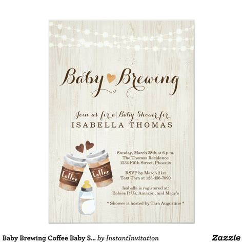 Baby Brewing Coffee Baby Shower Invitation In 2020 Baby