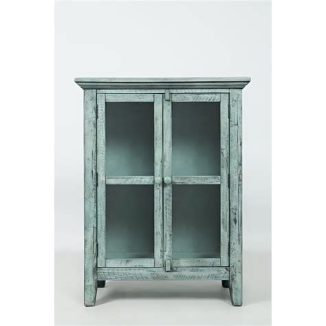 Wood Accent Cabinet With 2 Doors In Distressed Finish Blue Walmart