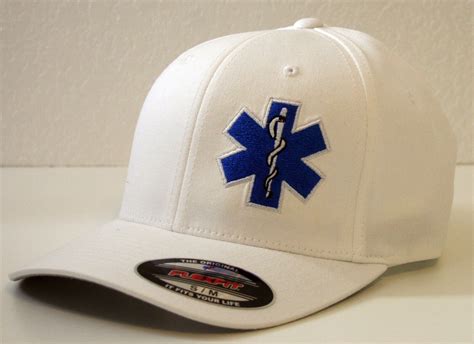 Emt Star Of Life Flexfit Fitted Hat Paramedic Cross Ems Fire Rescue Sm